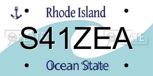 S41ZEA Rhode Island License Plate