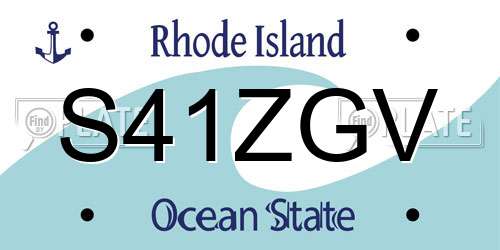 S41ZGV Rhode Island License Plate