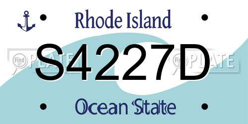S4227D Rhode Island License Plate