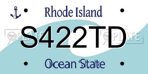 S422TD Rhode Island License Plate