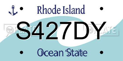 S427DY Rhode Island License Plate