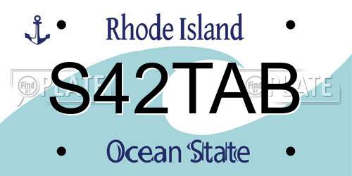 S42TAB Rhode Island License Plate