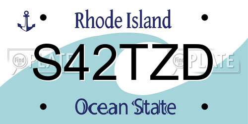 S42TZD Rhode Island License Plate