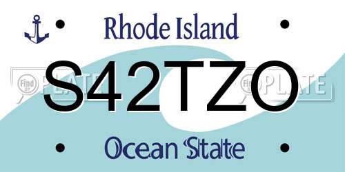 S42TZO Rhode Island License Plate