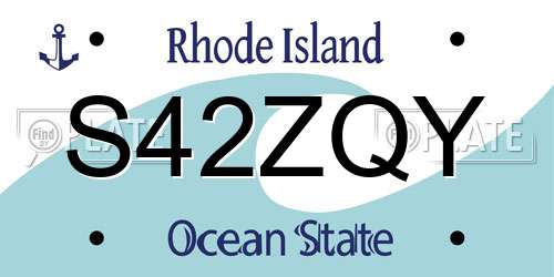S42ZQY Rhode Island License Plate