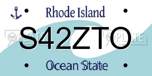 S42ZTO Rhode Island License Plate