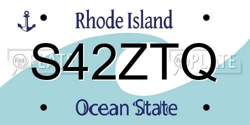 S42ZTQ Rhode Island License Plate