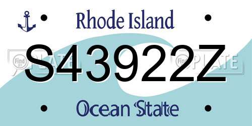 S43922Z Rhode Island License Plate