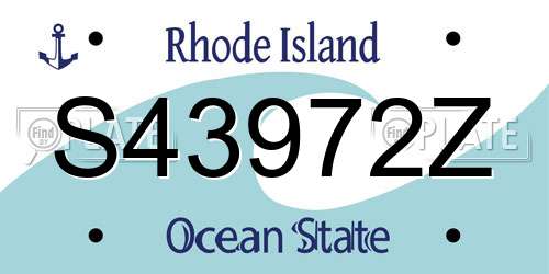 S43972Z Rhode Island License Plate