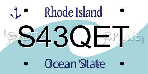 S43QET Rhode Island License Plate