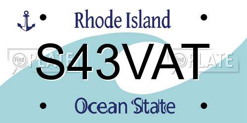 S43VAT Rhode Island License Plate