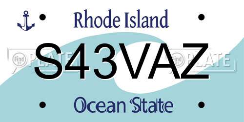S43VAZ Rhode Island License Plate