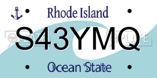 S43YMQ Rhode Island License Plate