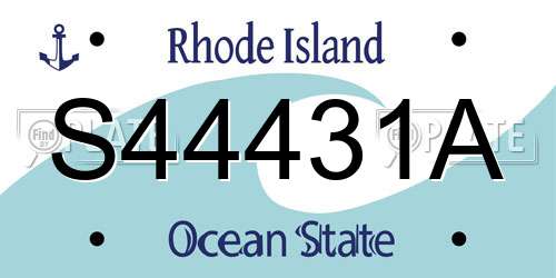 S44431A Rhode Island License Plate
