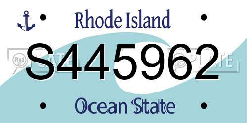 S445962 Rhode Island License Plate