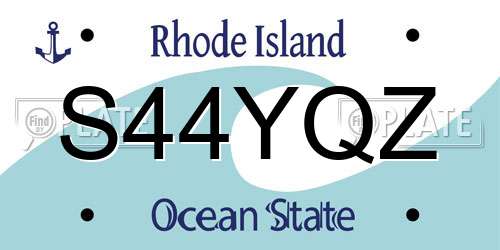 S44YQZ Rhode Island License Plate