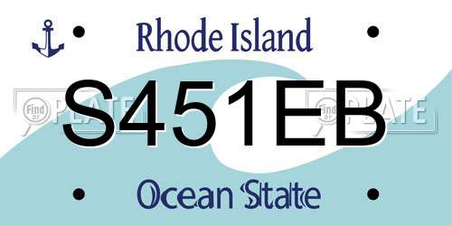 S451EB Rhode Island License Plate