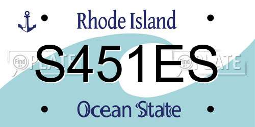 S451ES Rhode Island License Plate
