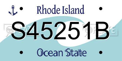 S45251B Rhode Island License Plate
