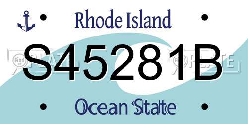 S45281B Rhode Island License Plate