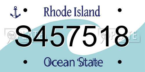S457518 Rhode Island License Plate