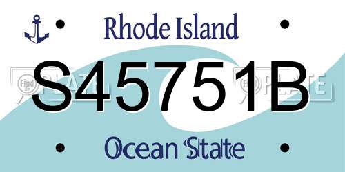 S45751B Rhode Island License Plate