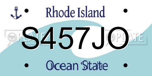 S457JO Rhode Island License Plate