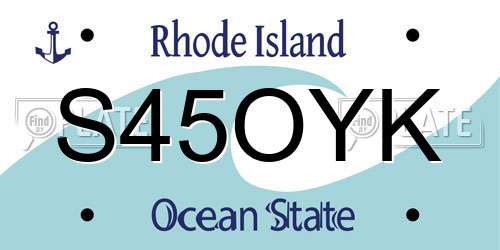 S45OYK Rhode Island License Plate