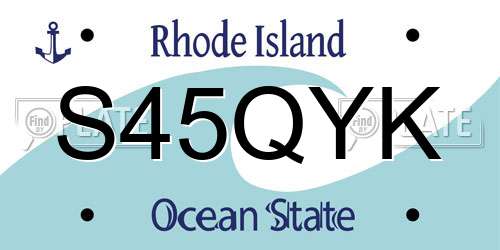 S45QYK Rhode Island License Plate