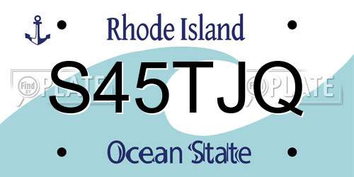 S45TJQ Rhode Island License Plate