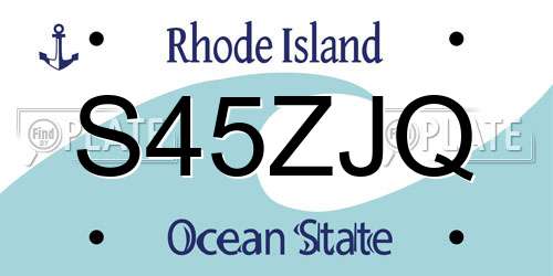 S45ZJQ Rhode Island License Plate