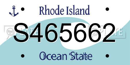 S465662 Rhode Island License Plate