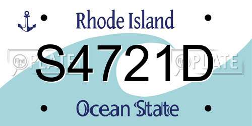 S4721D Rhode Island License Plate