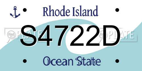 S4722D Rhode Island License Plate