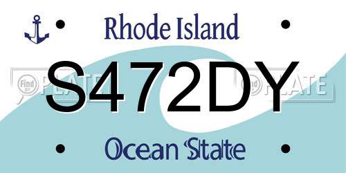 S472DY Rhode Island License Plate
