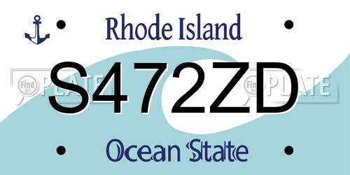 S472ZD Rhode Island License Plate