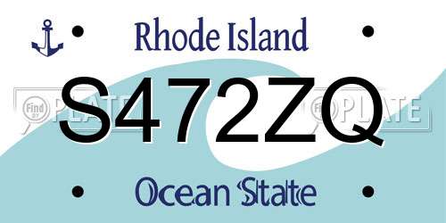 S472ZQ Rhode Island License Plate