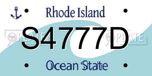 S4777D Rhode Island License Plate
