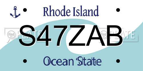 S47ZAB Rhode Island License Plate