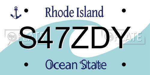 S47ZDY Rhode Island License Plate