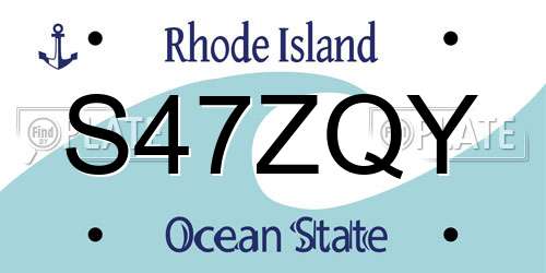 S47ZQY Rhode Island License Plate