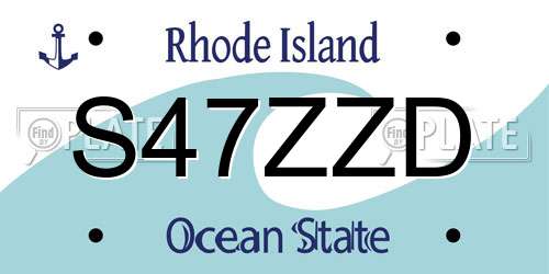 S47ZZD Rhode Island License Plate