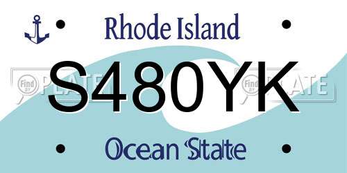 S480YK Rhode Island License Plate