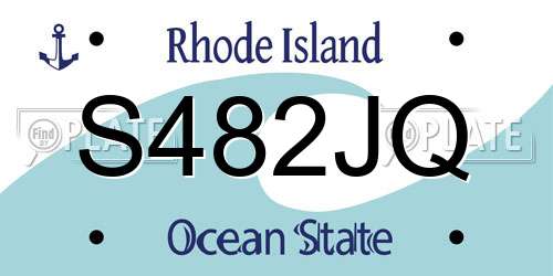 S482JQ Rhode Island License Plate