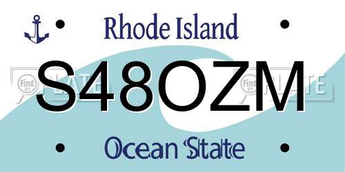S48OZM Rhode Island License Plate