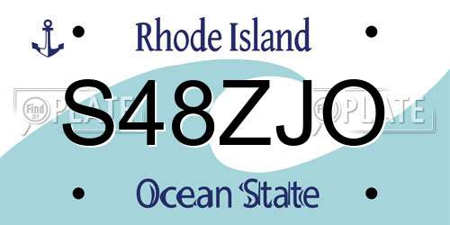 S48ZJO Rhode Island License Plate