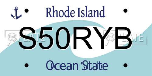 S50RYB Rhode Island License Plate