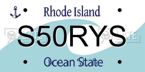 S50RYS Rhode Island License Plate