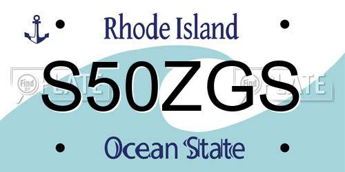 S50ZGS Rhode Island License Plate
