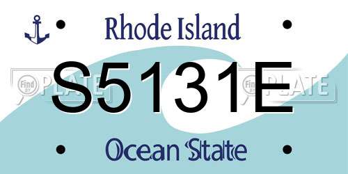 S5131E Rhode Island License Plate